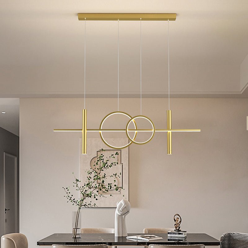 Multi Lights Cylindrical Hanging Island Lighting Modern Style Metal Island Chandelier