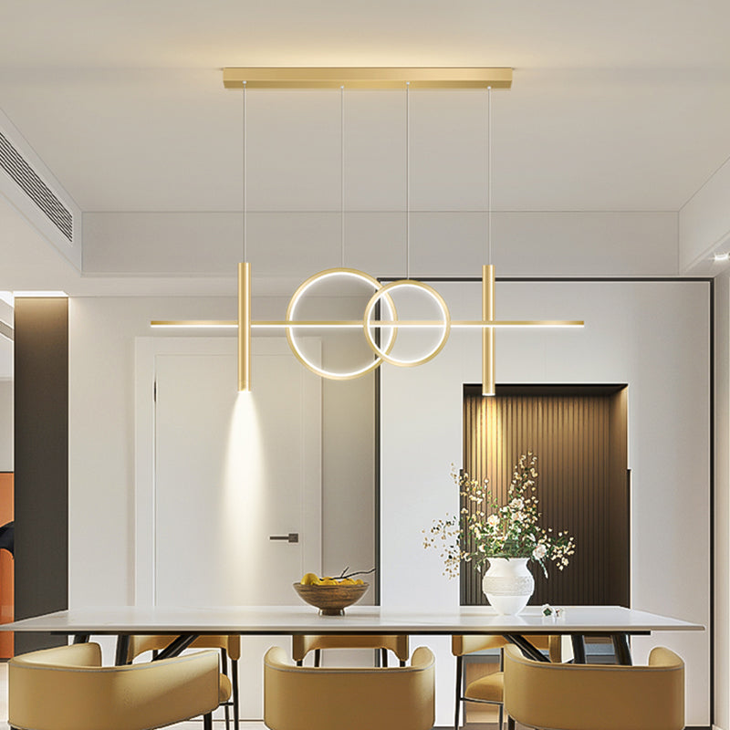 Multi Lights Cylindrical Hanging Island Lighting Modern Style Metal Island Chandelier