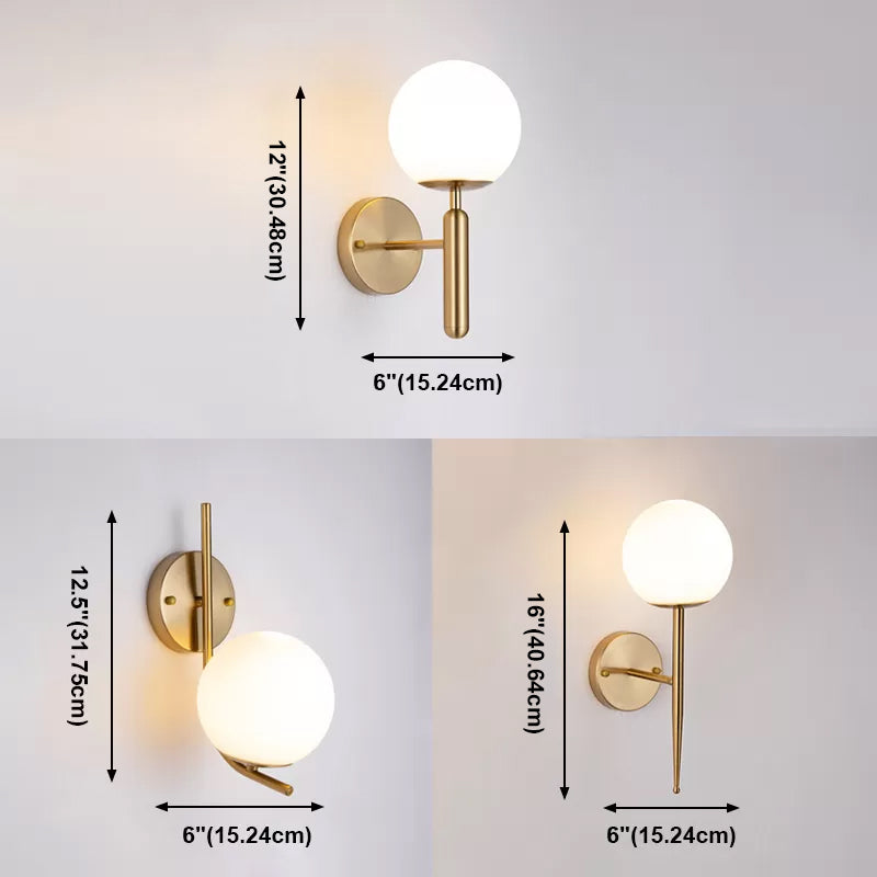 Accesorios de iluminación de pared de bola de vidrio blanco de forma de pared de estilo moderno lámpara montada en la pared