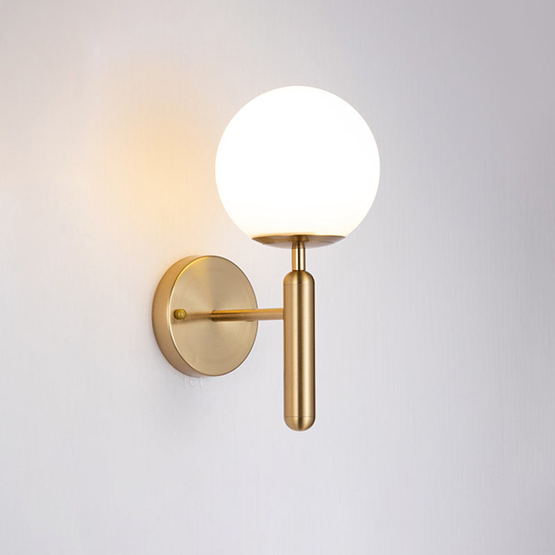 Accesorios de iluminación de pared de bola de vidrio blanco de forma de pared de estilo moderno lámpara montada en la pared