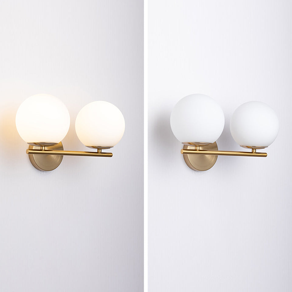 Accesorios de iluminación de pared de bola de vidrio blanco de forma de pared de estilo moderno lámpara montada en la pared