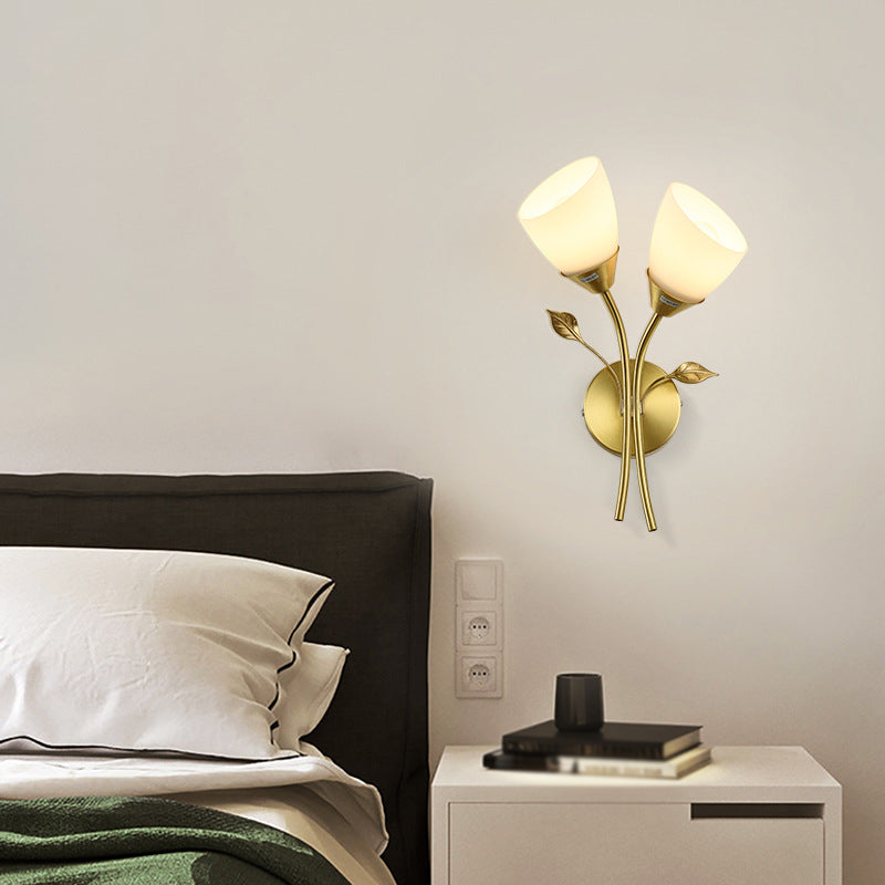 Modern Style Flower Shade Wall Sconce Glass Sconces with Romantic Atmosphere