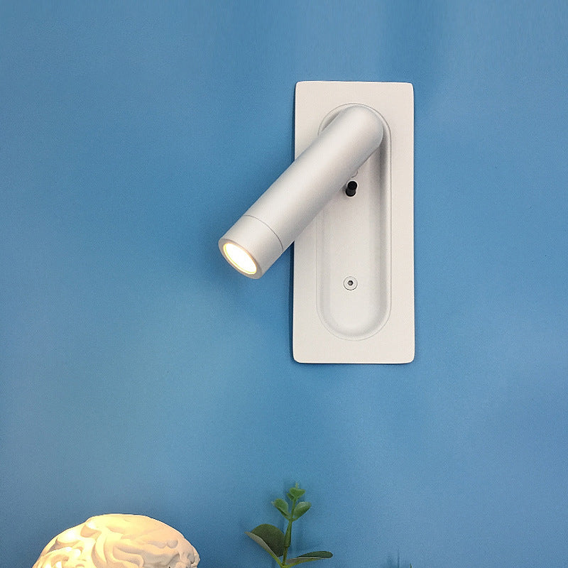 Modern Style Cylinder Shade Wall Sconce Metal 1 Light Reading Sconces for Bedroom