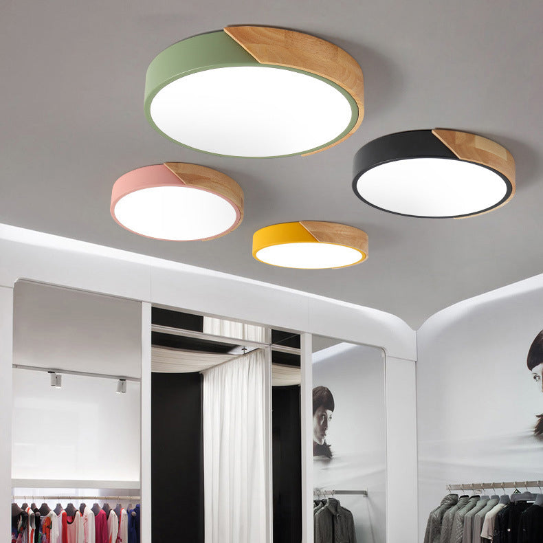 Lampada da soffitto a LED a forma rotonda in stile moderno e semplice macaroon in acrilico 1 luce per la camera degli ospiti dell'hotel studio
