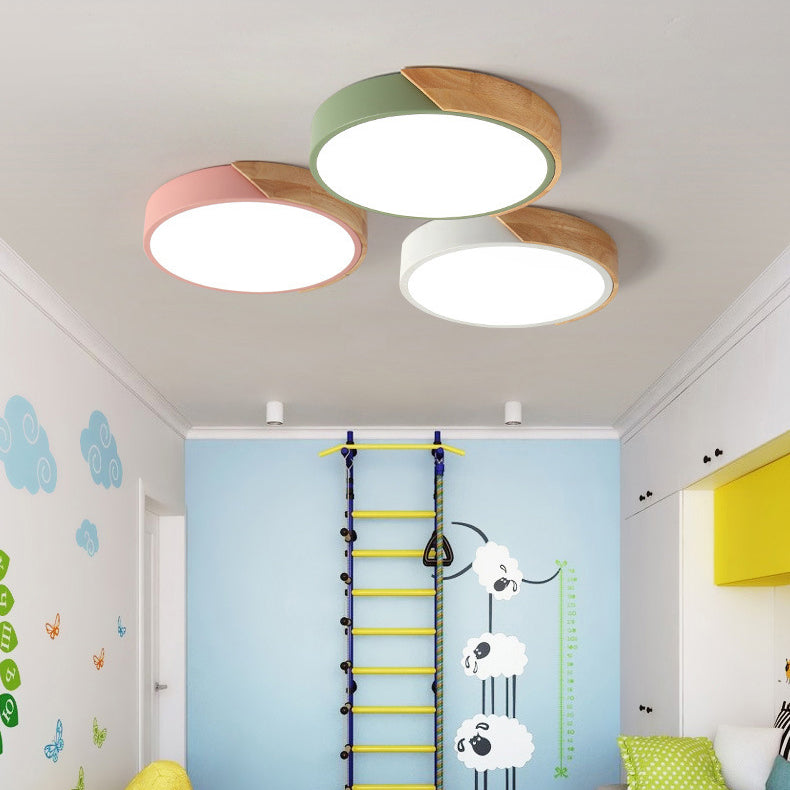 Lampada da soffitto a LED a forma rotonda in stile moderno e semplice macaroon in acrilico 1 luce per la camera degli ospiti dell'hotel studio