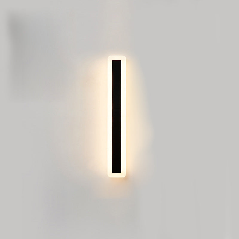 Style moderne Minimaliste Strip Shade Wall Sconce Metal 1 Appliques légères en noir pour la cour