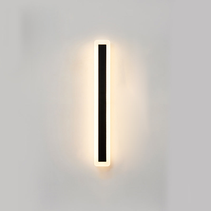 Style moderne Minimaliste Strip Shade Wall Sconce Metal 1 Appliques légères en noir pour la cour