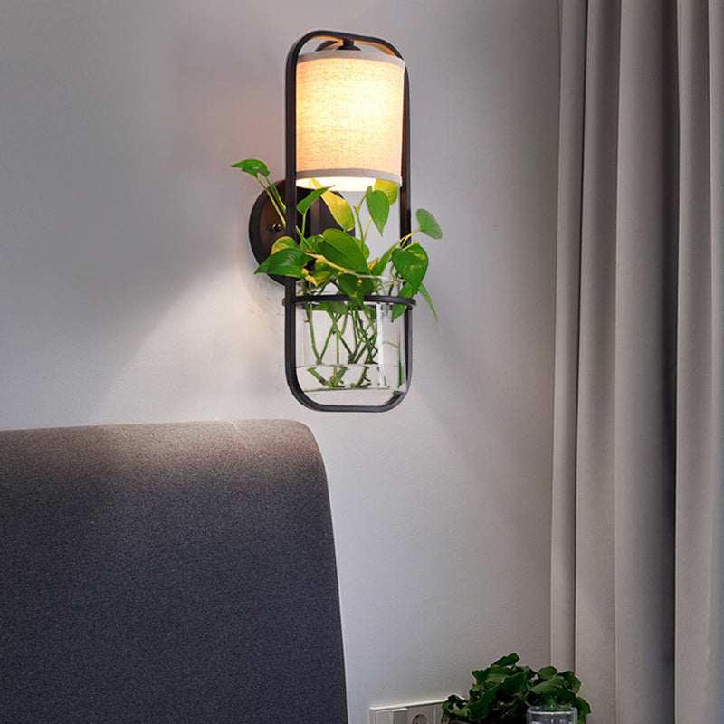 Metal Black/White Sconce Wall Light Cylinder 1 Head LED Industrial Wall Lighting Fixture for Bedroom