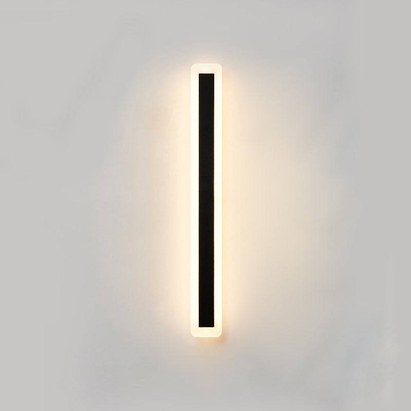 Style moderne Minimaliste Strip Shade Wall Sconce Metal 1 Appliques légères en noir pour la cour
