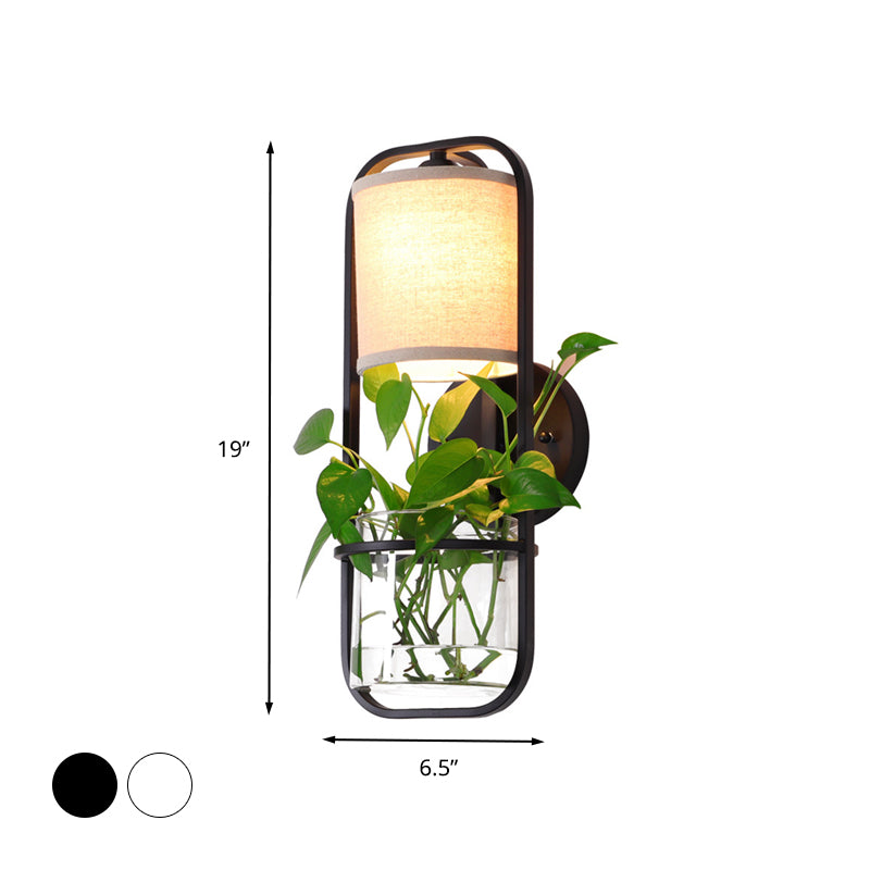 Metal Black/White Sconce Wall Light Cylinder 1 Head LED Industrial Wall Lighting Fixture for Bedroom