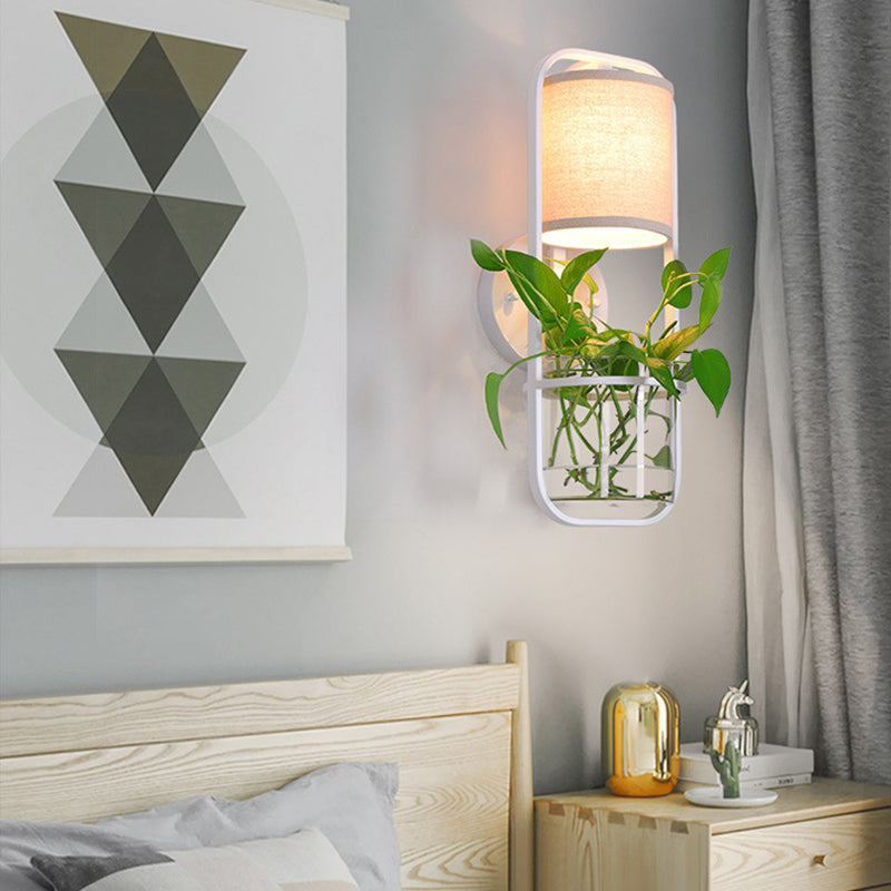 Metal Black/White Sconce Wall Light Cylinder 1 Head LED Industrial Wall Lighting Fixture for Bedroom