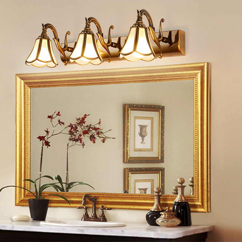 1 Light Glass Geometric Shade Mur Murce Mirror Mirror Mirror Murror Éclairage en laiton