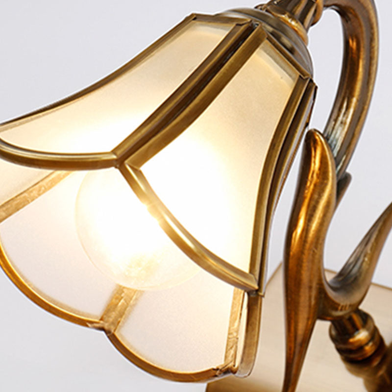 1-Light Glass Geometric Shade Wall Sconce Modern Style Mirror Wall Lighting in Brass
