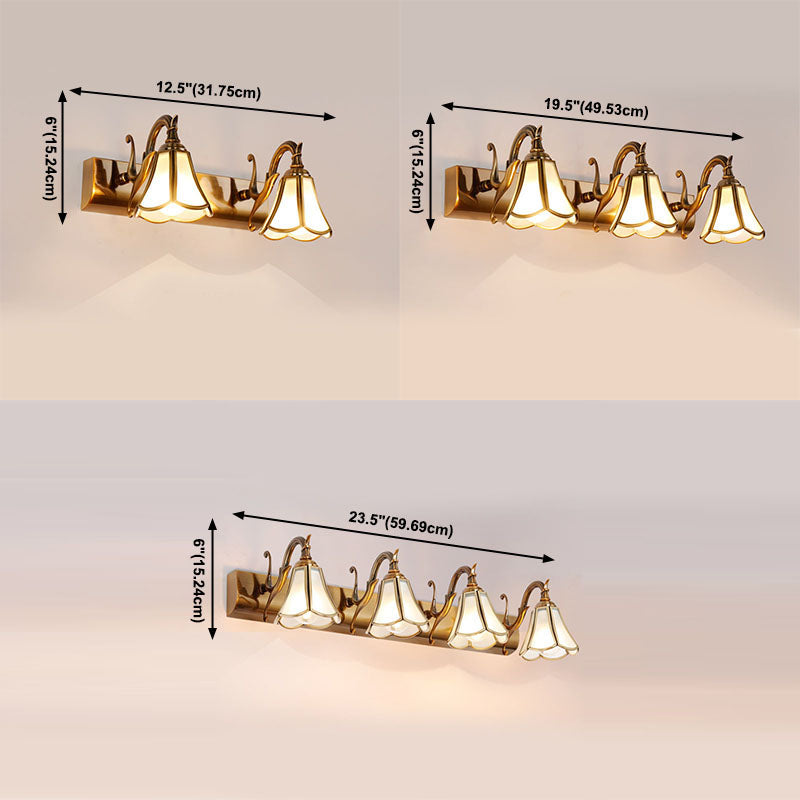 1-Light Glass Geometric Shade Wall Sconce Modern Style Mirror Wall Lighting in Brass