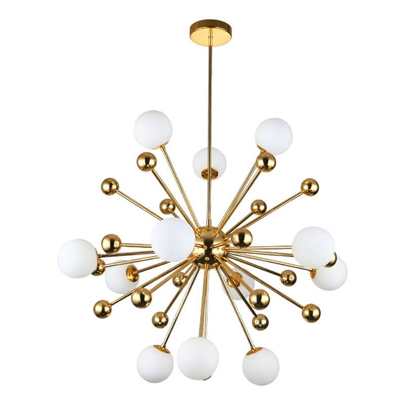 Luce a sospensione in oro in vetro in lampadario di ferro elettroplato moderno in stile lusso per sala da pranzo