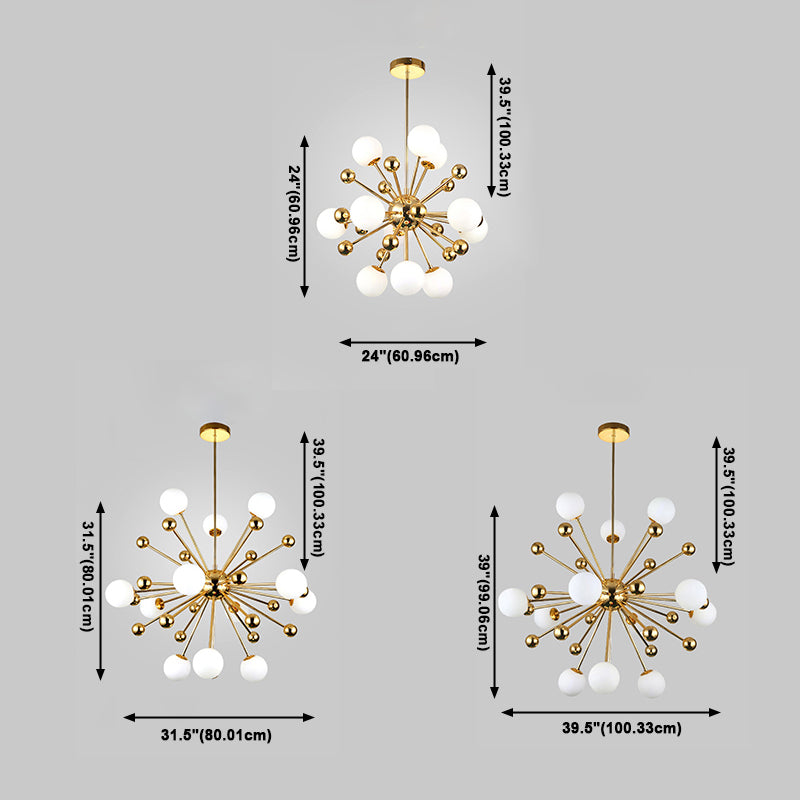 Luce a sospensione in oro in vetro in lampadario di ferro elettroplato moderno in stile lusso per sala da pranzo