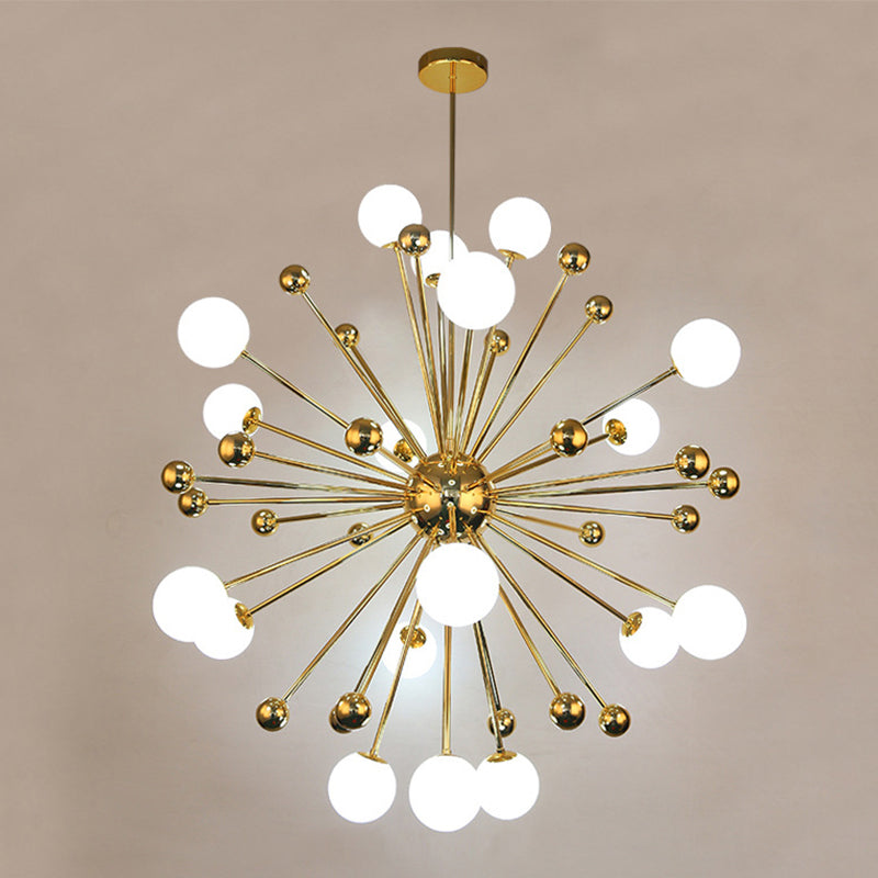 Luce a sospensione in oro in vetro in lampadario di ferro elettroplato moderno in stile lusso per sala da pranzo