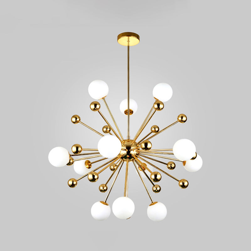 Luce a sospensione in oro in vetro in lampadario di ferro elettroplato moderno in stile lusso per sala da pranzo