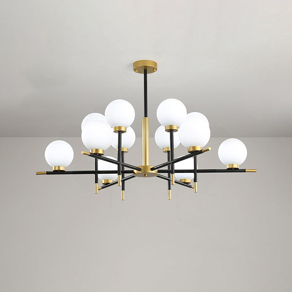 Zwart en gouden binnenhanglampje in moderne artistieke stijl Iron Globe kroonluchter met glazen schaduw