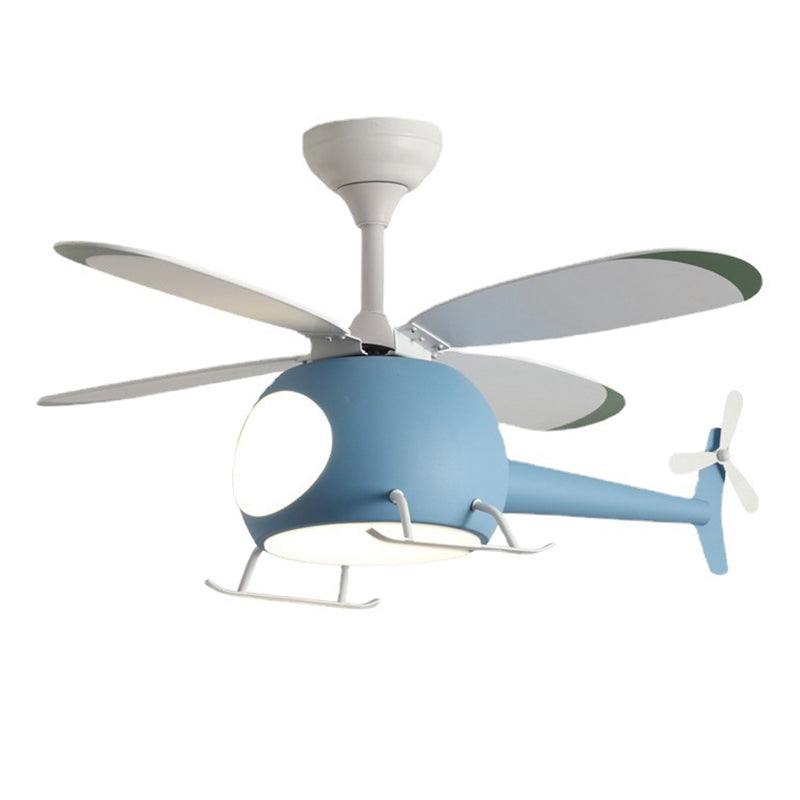 Ventilador de ventilador LED creativo para niños luces de ventilador de avión de hierro ligero con sombra acrílica