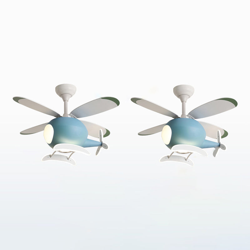 Ventilador de ventilador LED creativo para niños luces de ventilador de avión de hierro ligero con sombra acrílica