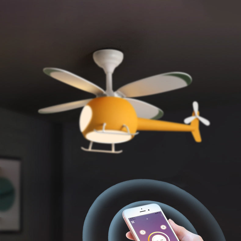 Ventilador de ventilador LED creativo para niños luces de ventilador de avión de hierro ligero con sombra acrílica