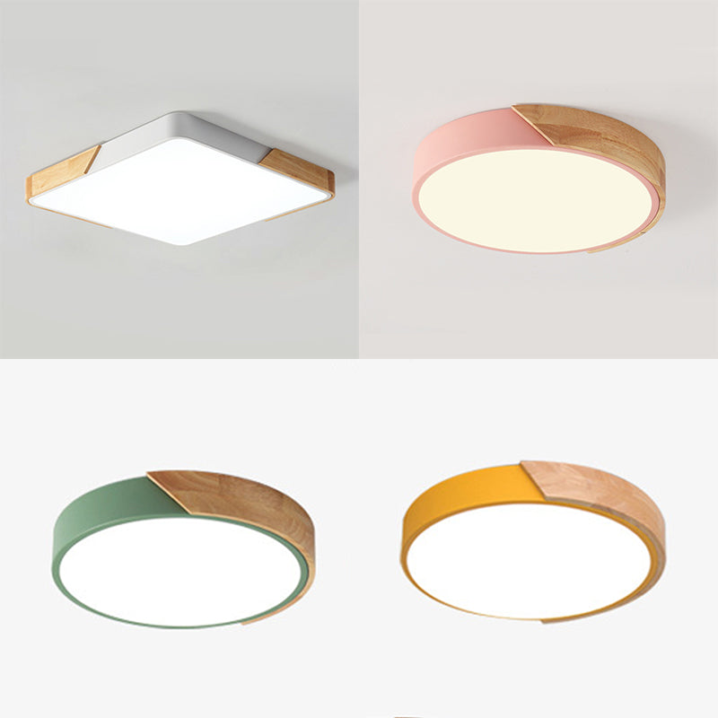 Modern Macaroon Geometry Shape Flush Mount Lamp Acrylic 1 Light Flush Mount Led Lights