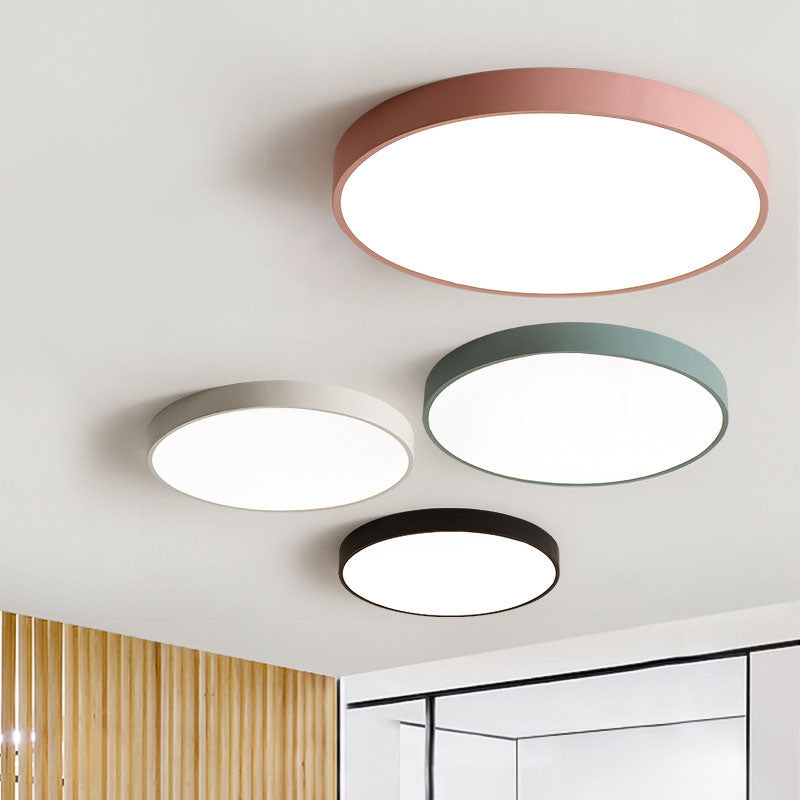 Lampada da soffitto rotonda moderna Macaroon Acrilico 1 Luce LED Flush Mount per camera da letto