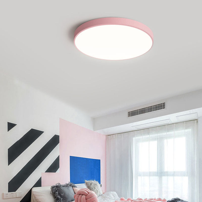 Lampada da soffitto rotonda moderna Macaroon Acrilico 1 Luce LED Flush Mount per camera da letto
