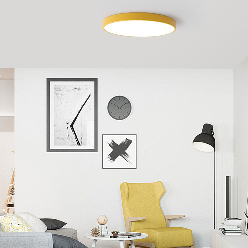 Lampada da soffitto rotonda moderna Macaroon Acrilico 1 Luce LED Flush Mount per camera da letto
