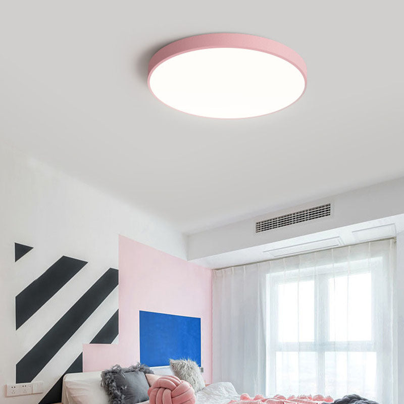 Lampada da soffitto rotonda moderna Macaroon Acrilico 1 Luce LED Flush Mount per camera da letto
