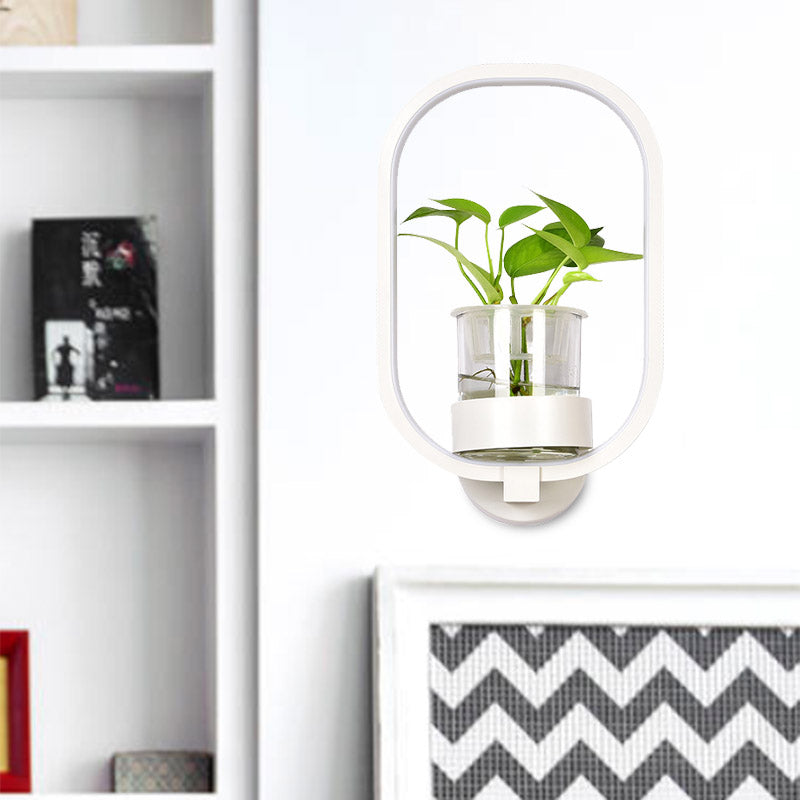 Ovales Metallleuchten Wandbeleuchtung Industrielle LED Wohnzimmerwandleuchte in Schwarz/Grau/Weiß