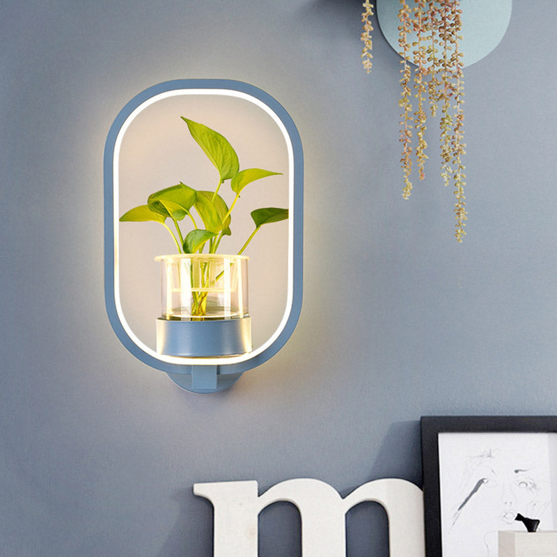 Ovales Metallleuchten Wandbeleuchtung Industrielle LED Wohnzimmerwandleuchte in Schwarz/Grau/Weiß