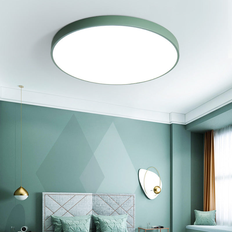 Round Shape LED Ceiling Lamp Modern Macaroon Iron 1 Light Flush Mount for Dining Room