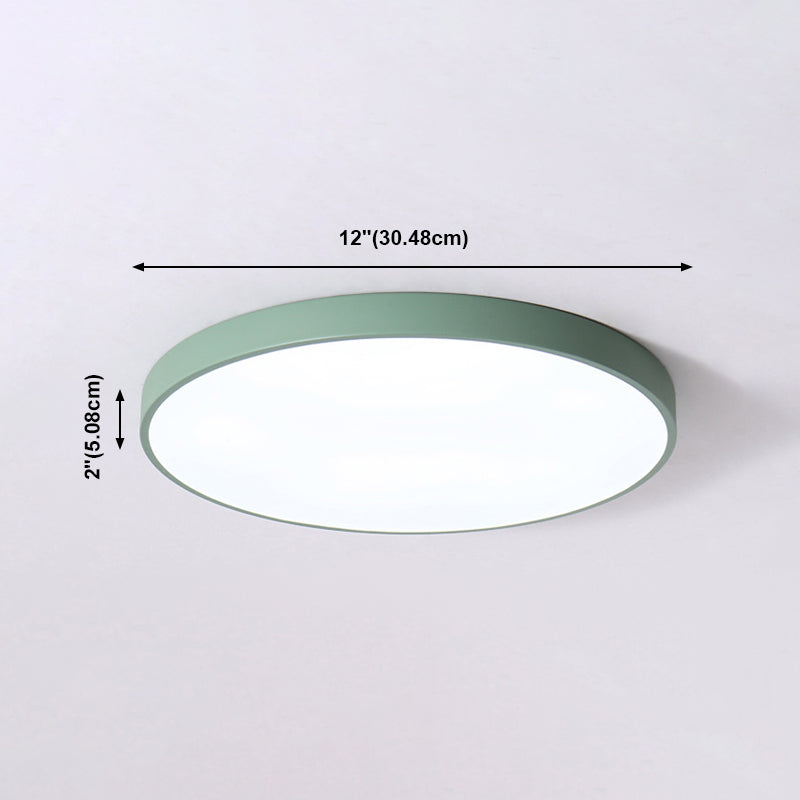 Round Shape LED Ceiling Lamp Modern Macaroon Iron 1 Light Flush Mount for Dining Room