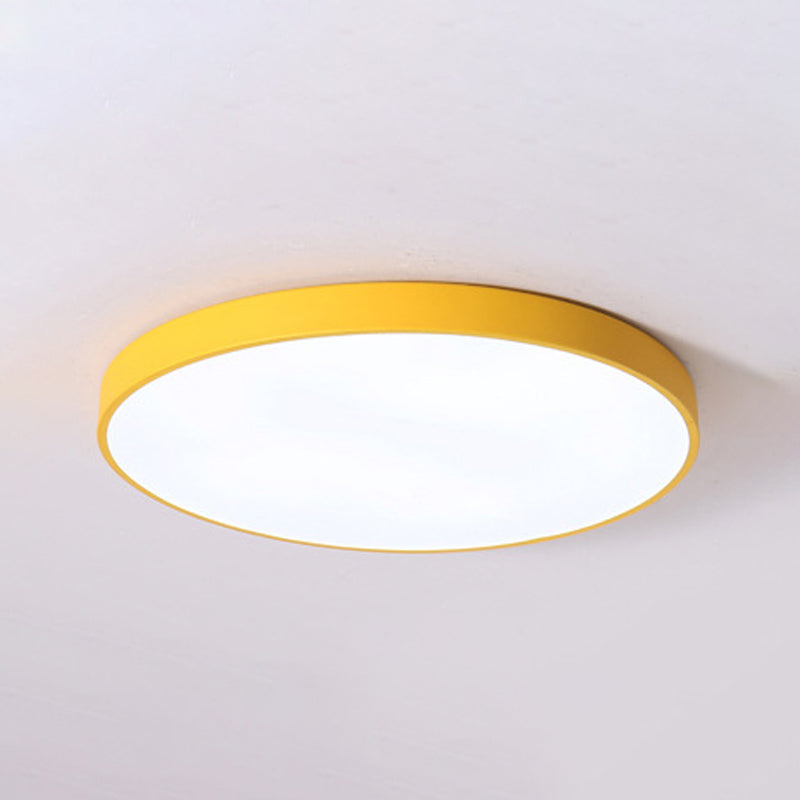 Round Shape LED Ceiling Lamp Modern Macaroon Iron 1 Light Flush Mount for Dining Room