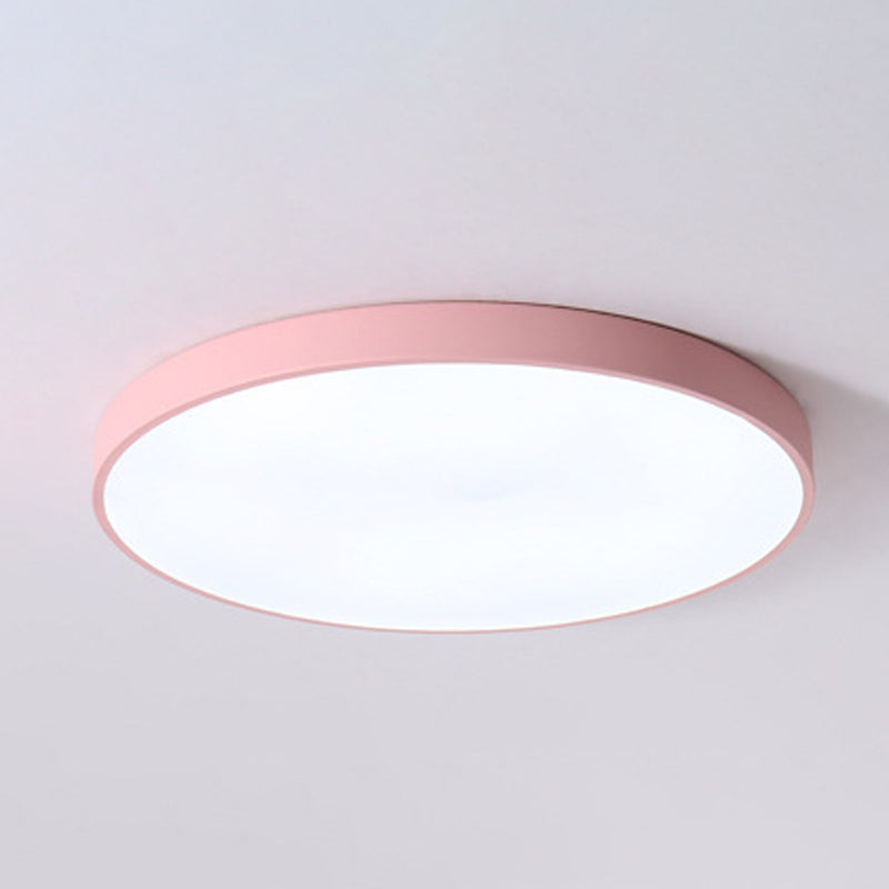 Round Shape LED Ceiling Lamp Modern Macaroon Iron 1 Light Flush Mount for Dining Room