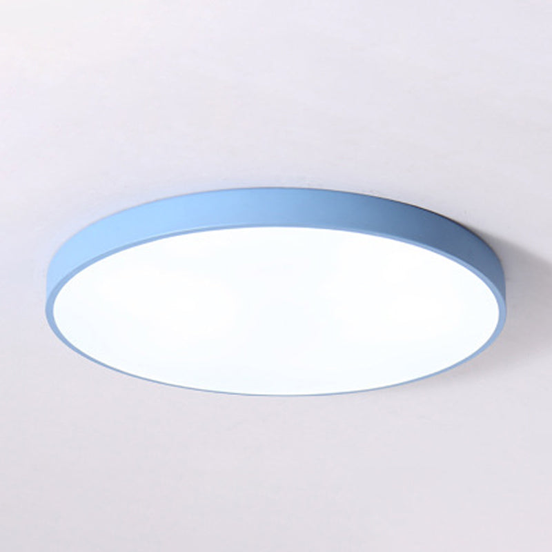 Lampada da soffitto a LED di forma rotonda moderna Macaroon Iron 1 Light Flush Mount per sala da pranzo