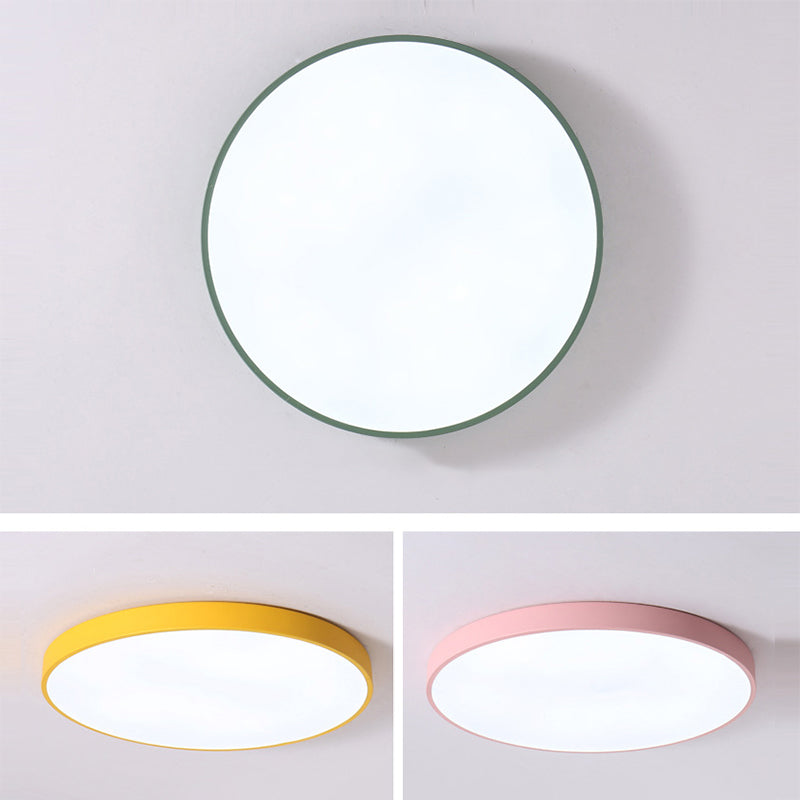 Round Shape LED Ceiling Lamp Modern Macaroon Iron 1 Light Flush Mount for Dining Room