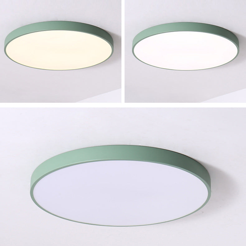 Round Shape LED Ceiling Lamp Modern Macaroon Iron 1 Light Flush Mount for Dining Room