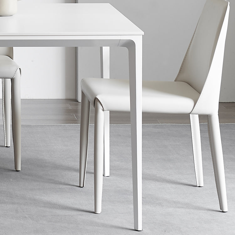 Industrial Rectangle White Dining Table Sintered Stone Standard Dining Table for Kitchen