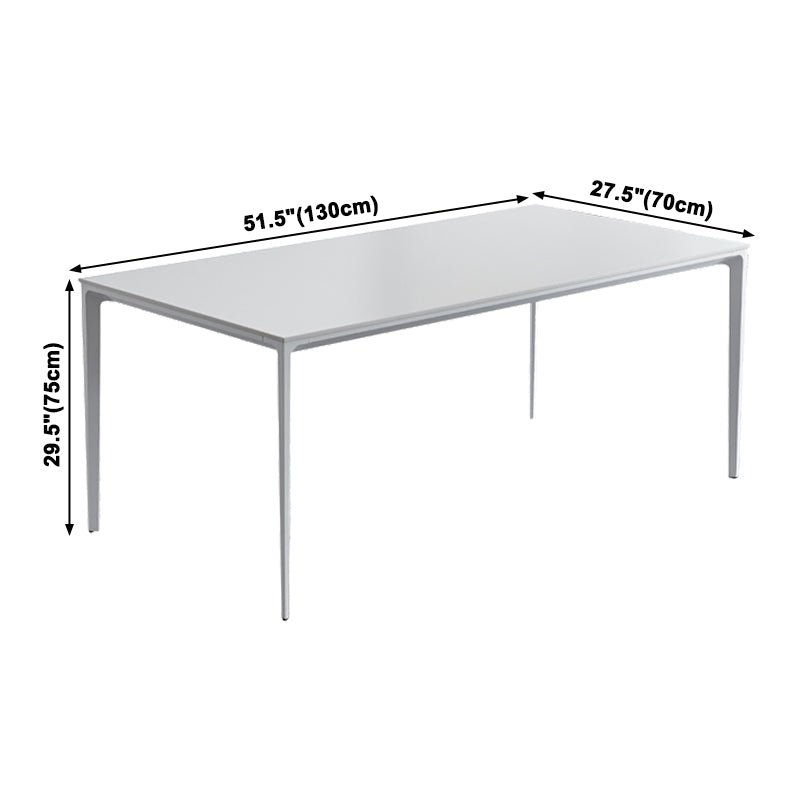 Industrial Rectangle White Dining Table Sintered Stone Standard Dining Table for Kitchen