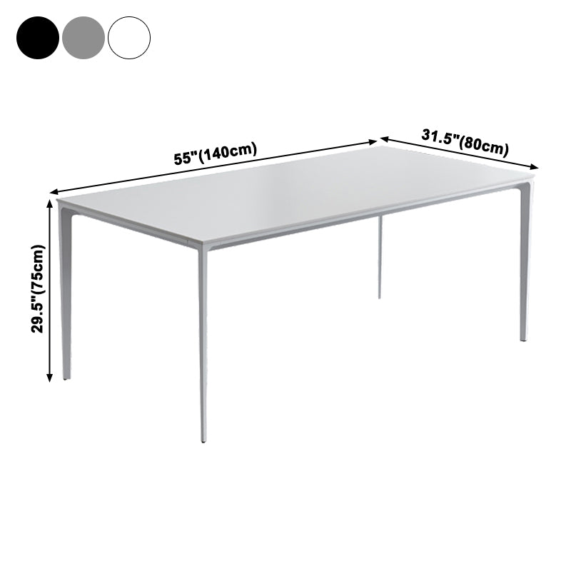 Industrial Rectangle White Dining Table Sintered Stone Standard Dining Table for Kitchen