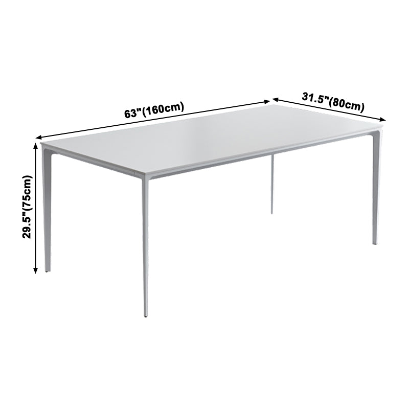 Industrial Rectangle White Dining Table Sintered Stone Standard Dining Table for Kitchen