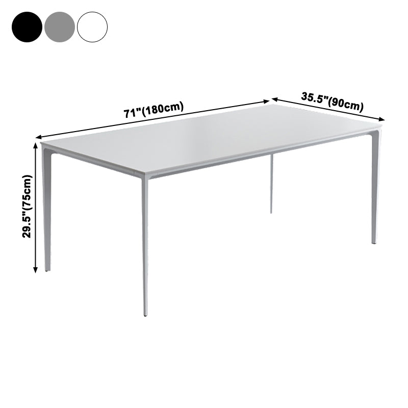 Industrial Rectangle White Dining Table Sintered Stone Standard Dining Table for Kitchen
