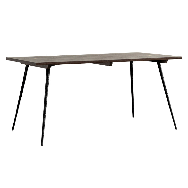 Mesa de comedor rectangular de madera de roble maciza en tono marrón, mesa industrial de 4 patas para comedor