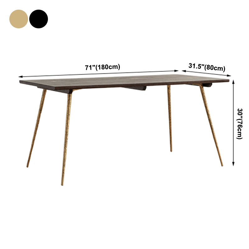 Mesa de comedor rectangular de madera de roble maciza en tono marrón, mesa industrial de 4 patas para comedor