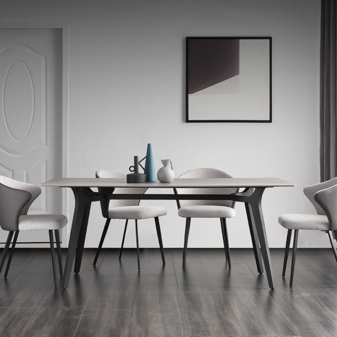 Tavolo da pranzo in pietra sinterizzato in stile industriale tavolo rettangolo di base metallica per casa