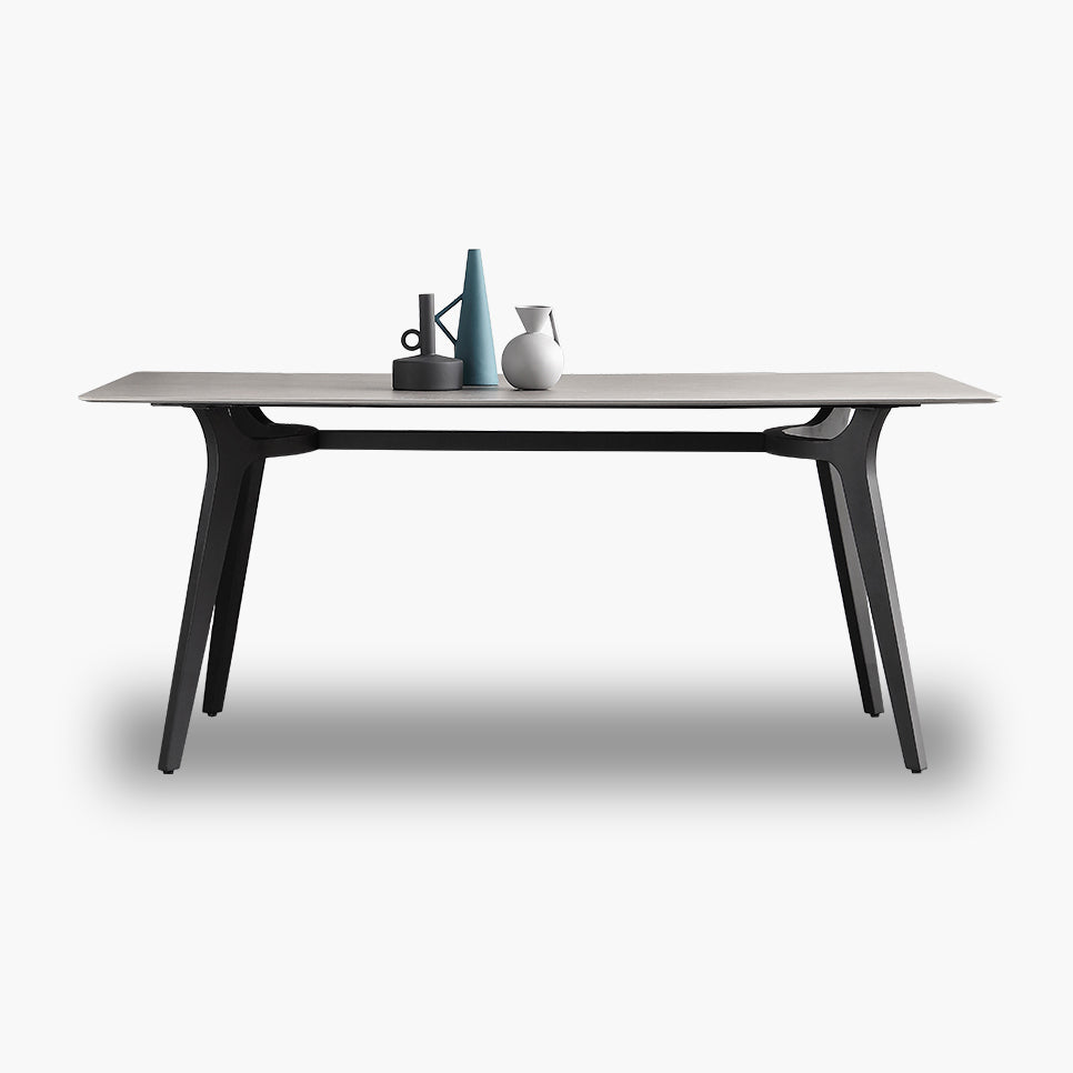Mesa de comedor de piedra sinterizada de estilo industrial Mesa de rectángulo de base metálica para el hogar