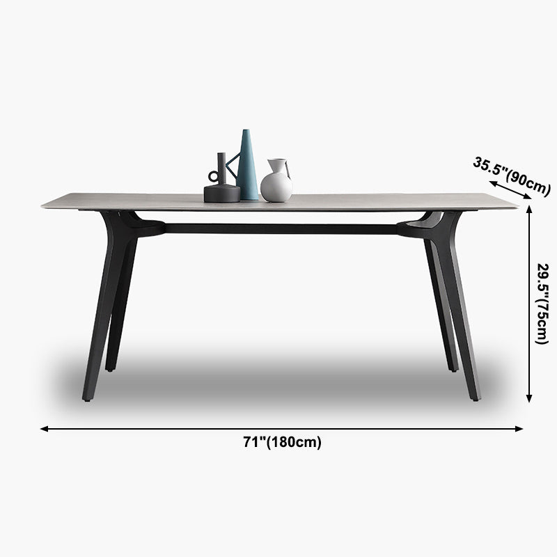 Mesa de comedor de piedra sinterizada de estilo industrial Mesa de rectángulo de base metálica para el hogar